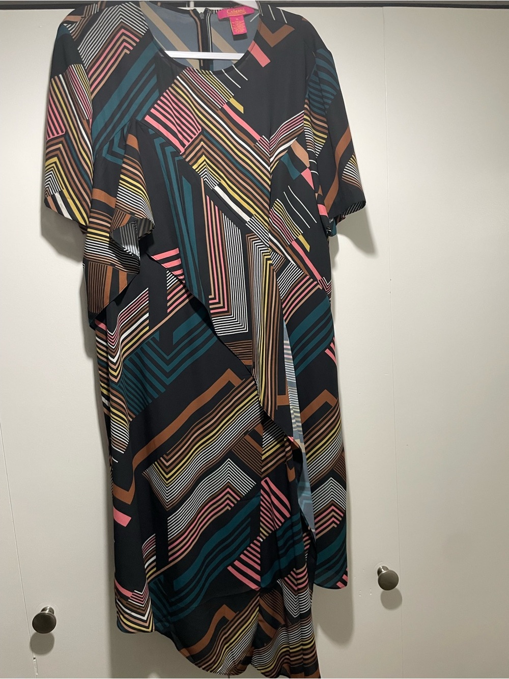 Geometric Print Short-Sleeve Dress - Multicolor